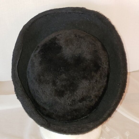 Faux Fur Hat 50s Beaded Bedazzled Cossack Black Size 22 Martelle of West Germany - Picture 7 of 11